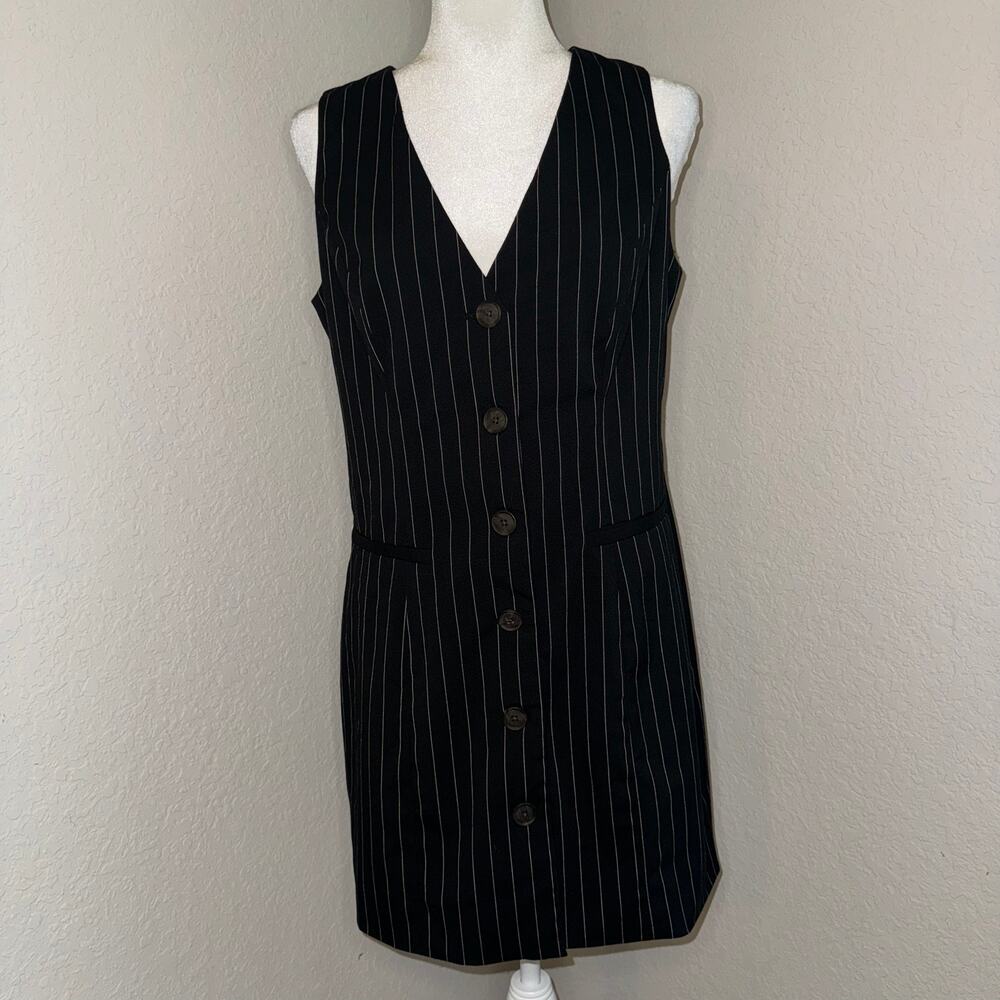 A New Day Striped Button-Down Mini Dress Size Medium Business Casual Office Wear